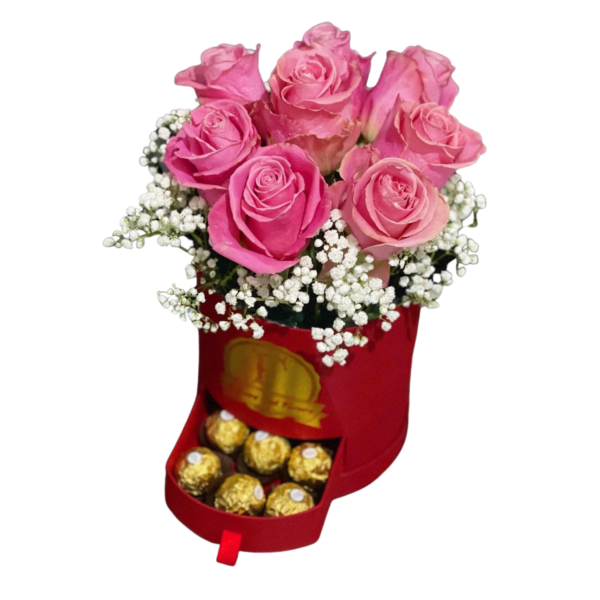 Pink Ecuadorian Roses in Red Bucket