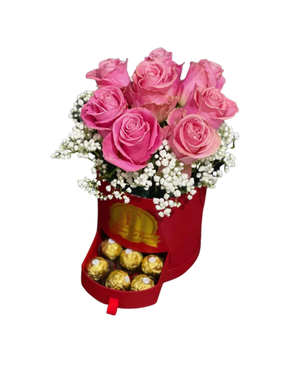Pink Ecuadorian Roses in Red Bucket